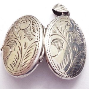 Antique solid silver photograph locket pendant jewel
