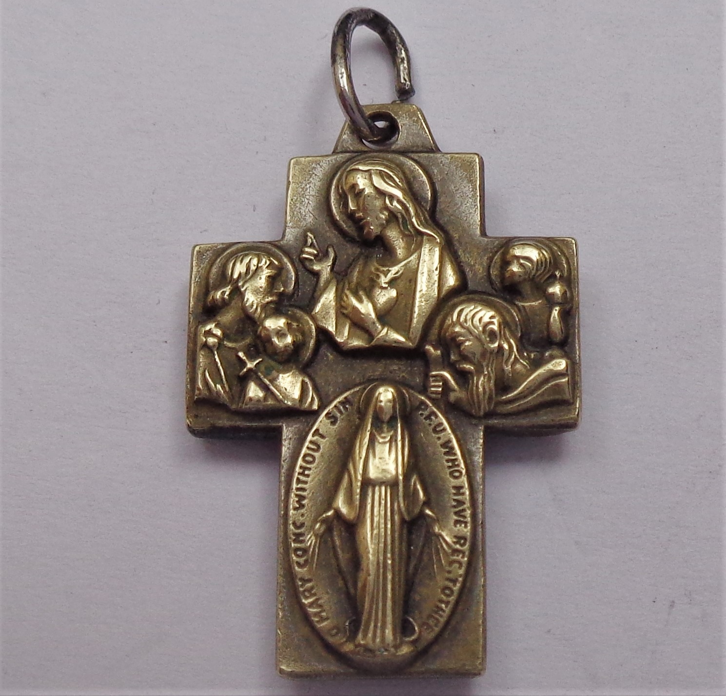 HIGH RELIEF DECORS ANCIENT VINTAGE CROSS MEDAL WITH MULTIPLE SAINTS ...