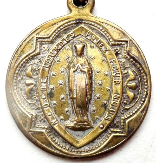 Antique medal from the Sanctuary of Notre Dame of Lourdes
