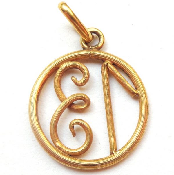 French antique gold-filled charm pendant - lucky number 13