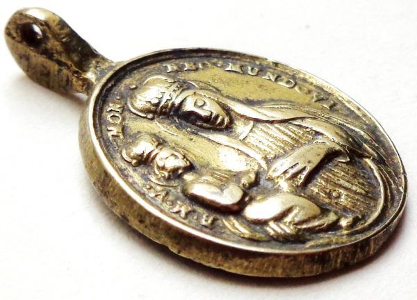 Rare 17th century antique medal to Our Lady of Mondovi & Saint Bernard