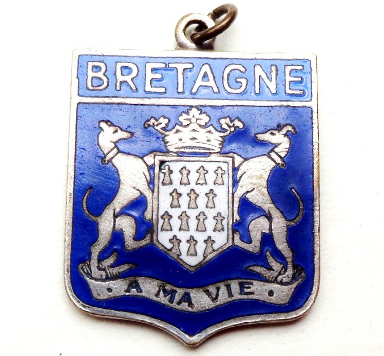 vintage enamel medal coat of arms Bretagne, Brittany