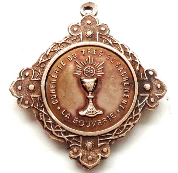 Rare antique medal to Immaculate Mary and the Blessed Sacrament of Eucharist