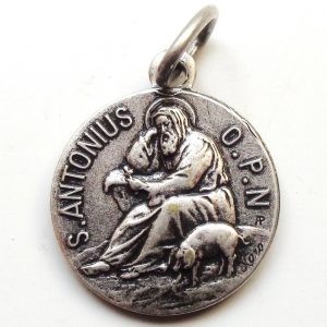 Vintage religious charm medal pendant of Saint Anthony the great