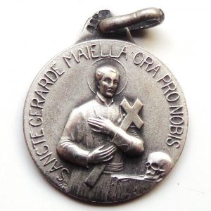 Vintage silver religious charm medal pendant of Saint Gerard of Majella