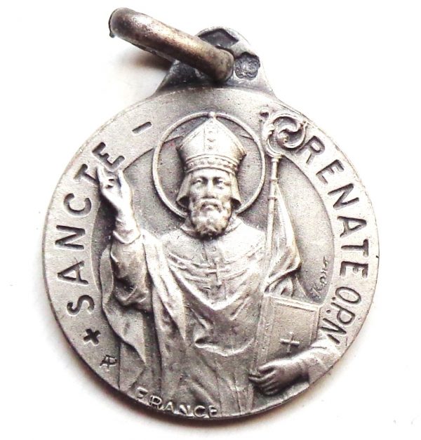 Vintage silver religious charm medal pendant to Saint Renate