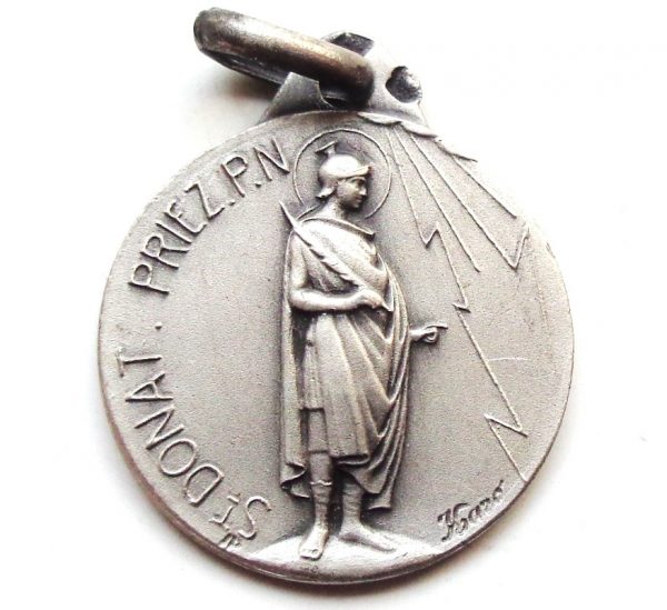 Vintage silver religious charm medal pendant to Saint Donatus