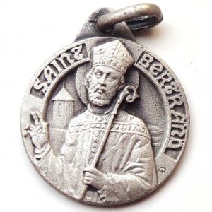 Vintage silver religious charm medal pendant to Saint Bertrand