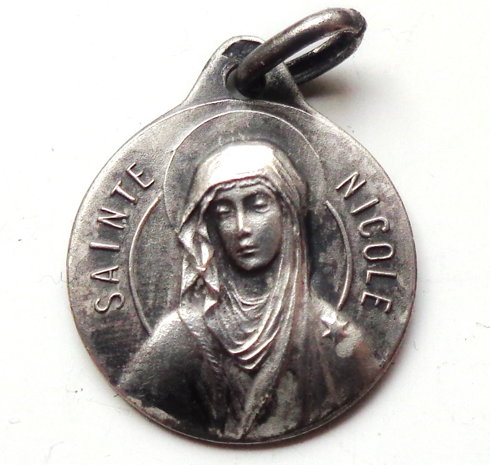 Vintage silver religious charm medal pendant from Saint Nicole ...