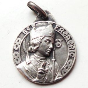 Vintage silver religious charm medal pendant to Saint Frederic