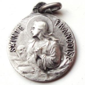 Vintage silver religious charm medal pendant to Saint Frances