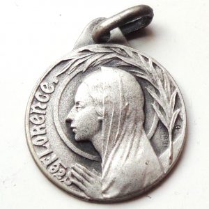 Vintage silver religious charm medal pendant to Saint Florence