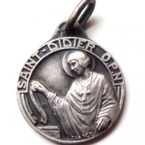 Vintage silver religious charm medal pendant to Saint Didier