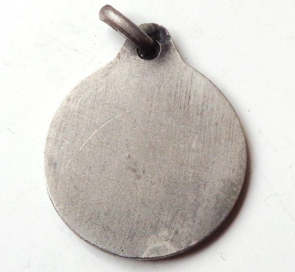 Vintage silver religious charm medal pendant to Saint Dominic