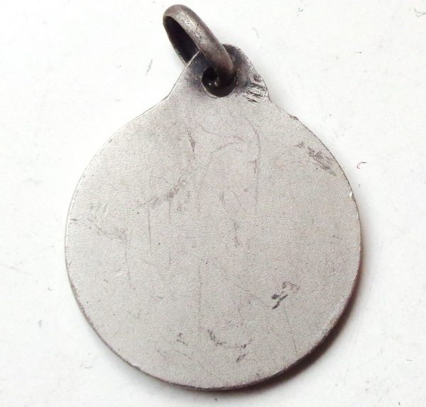 Vintage silver religious charm medal pendant to Saint Berthe