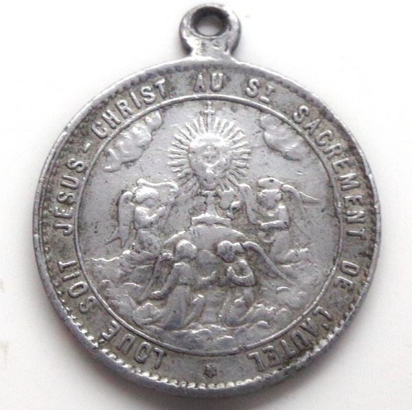 antique medal saint paschal baylon eucharisty jesus sacrament