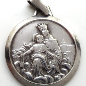 silver medal pendant to our lady of carmel and jesus sacred heart