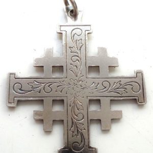 Sterling silver Cross of Jerusalem Crusaders cross medal pendant