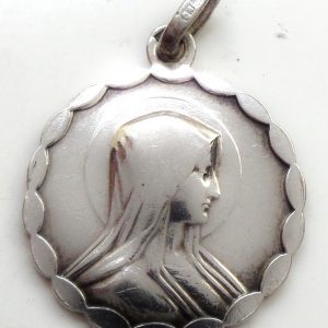 Antique silver medal to Holy Mary Our Lady of Lourdes