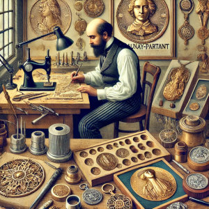 Delaunay-Partant engraving medals and designing jewelry in his workshop