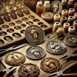 Mayaud Brothers medal production process with tools and molds