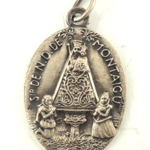 Silverplated medal of Our Lady of Montaigu, front side