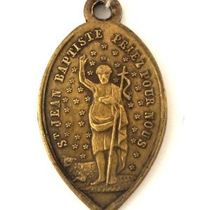 Antique bronze Saint John the Baptist medal front side