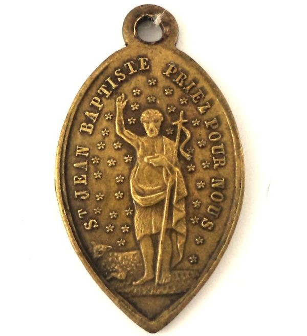 Antique bronze Saint John the Baptist medal front side