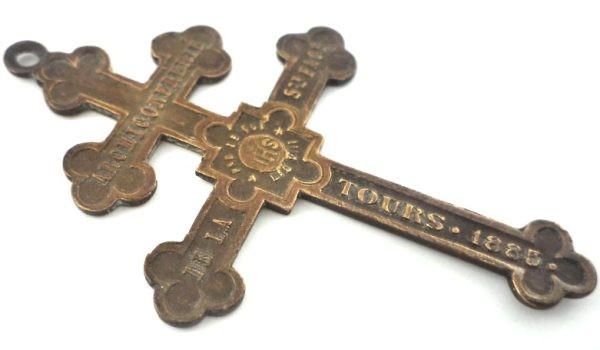 Bronze Holy Face Cross Pendant Reverse Side