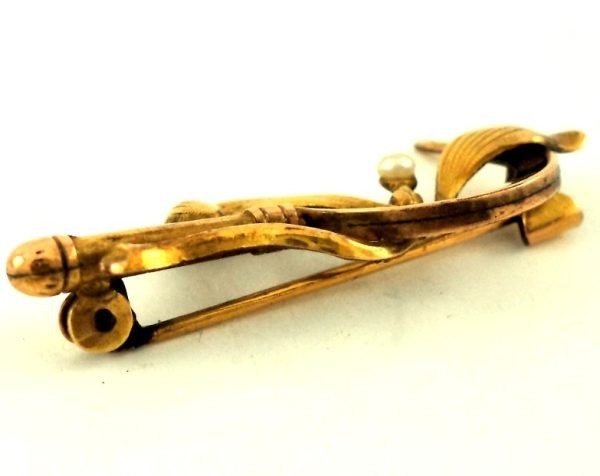 Art Nouveau FIX gold-plated brooch with mistletoe and sickle