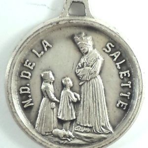 Notre Dame of La Salette vintage silver-plated medal pendant front