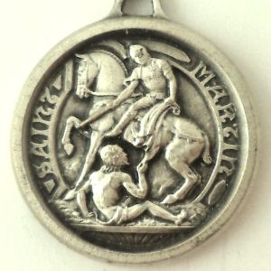 Vintage silver-plated Saint Martin medal pendant front side