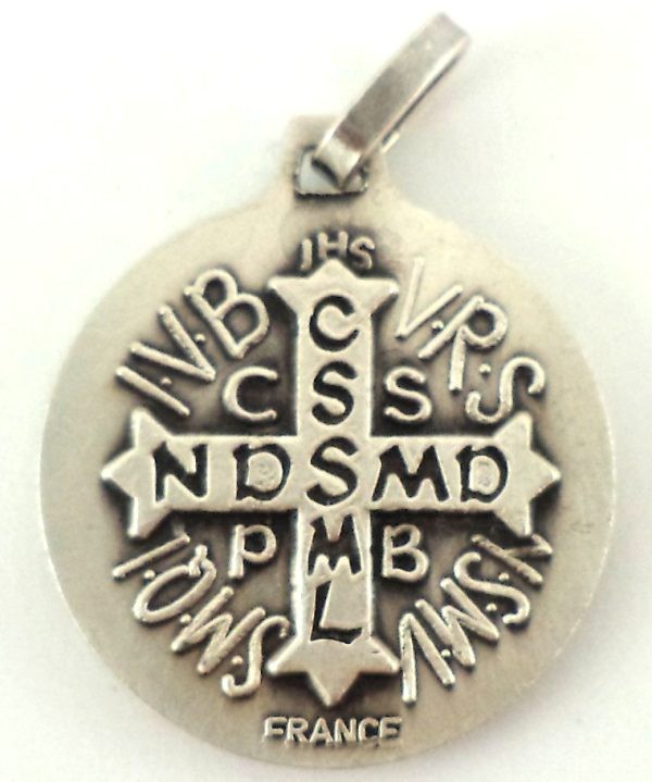 Benedictine Cross on the reverse of Saint Benedictus 18mm silver-plated medal