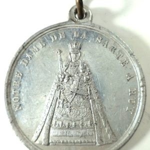 Front view of Notre Dame de la Sarte à Huy antique aluminum medal