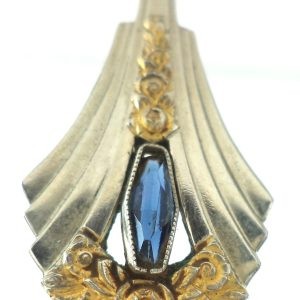 Antique Art Deco Oria gold-plated pendant with sapphire-blue gemstone