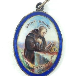 Saint Bruno silver medal with hand-painted enamel and porcelain, featuring Grande Chartreuse inscription