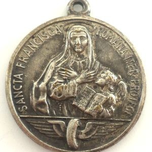 Antique silverplated medal of Saint Francesca Romana and Our Lady of Perpetual Help