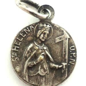 Saint Helena silverplated medal with Trier Cathedral and Holy Robe, 1959, antique religious medal