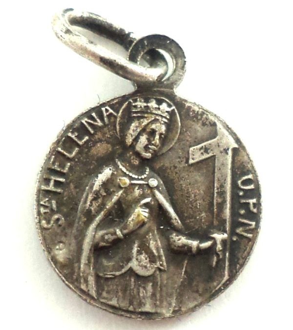 Saint Helena silverplated medal with Trier Cathedral and Holy Robe, 1959, antique religious medal