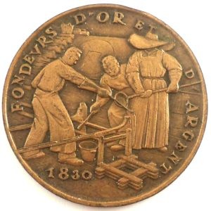 Bronze commemorative medal for gold and silver smiths, 1830, Paris Monnaie Museum